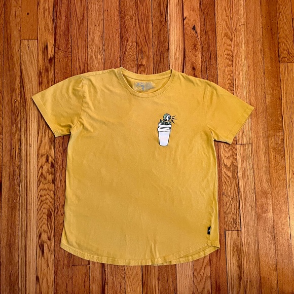 DIKOTOMY Mens Large Alien Eye Plant Monster Mustard Yellow DK Streetwear Shirt - Picture 2 of 7